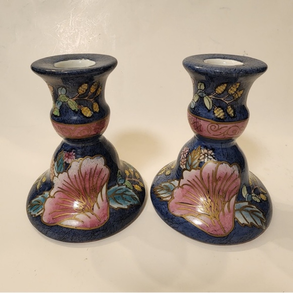 Vintage Toyo Porcelain Candle Holders Set of 2